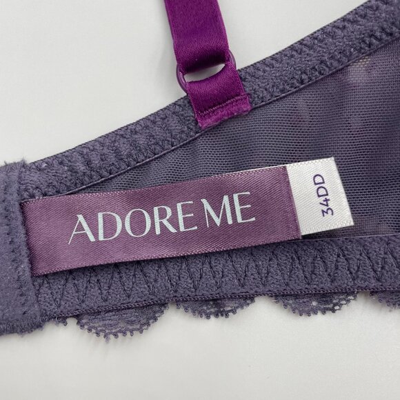 Adore Me Bra 34DD Floral Padded Underwire Feminine Pattern Print Purple White - Picture 3 of 10